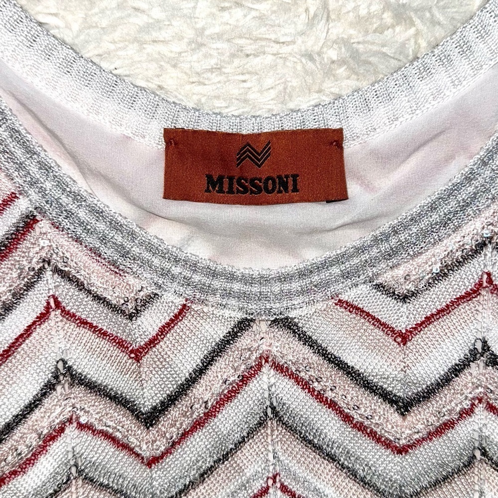 New Missoni Knit Chevron Sequin Mini Dress Tank 2025 Womens Small 40 - Picture 16 of 17